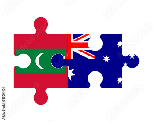 Puzzle of flags of Maldives and Australia, vector