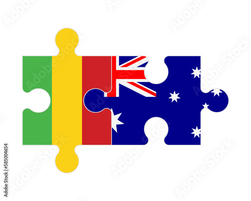 Puzzle of flags of Mali and Australia, vector