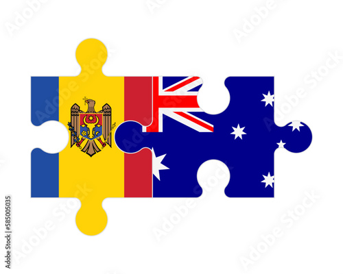 Puzzle of flags of Moldova and Australia, vector