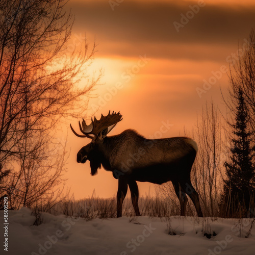The Moose in the Sunset  AI