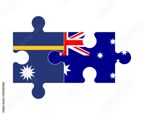 Puzzle of flags of Nauru and Australia, vector