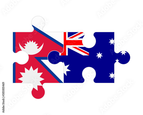 Puzzle of flags of Nepal and Australia, vector