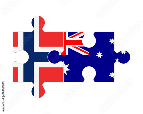 Puzzle of flags of Norway and Australia, vector