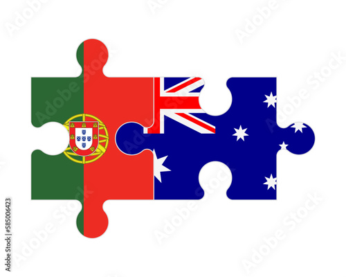 Puzzle of flags of Portugal and Australia, vector