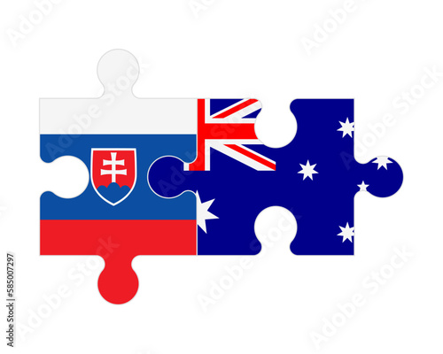 Puzzle of flags of Slovakia and Australia, vector