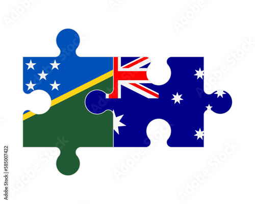 Puzzle of flags of Solomon Islands and Australia, vector