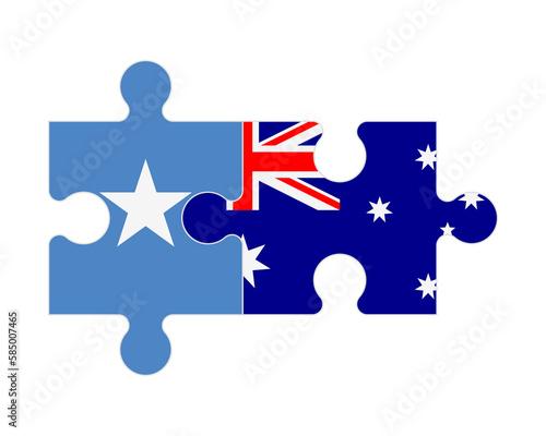 Puzzle of flags of Somalia and Australia, vector