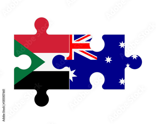 Puzzle of flags of Sudan and Australia, vector