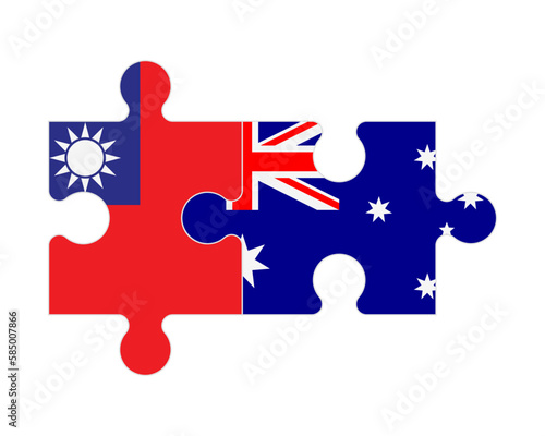 Puzzle of flags of Taiwan and Australia, vector