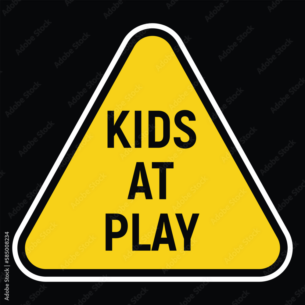 Kids At Play Vector Road sign sticker design.