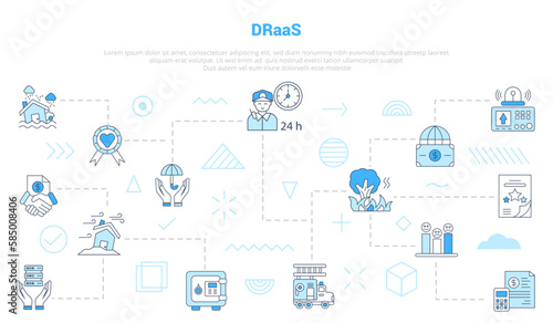 draas disaster recovery as a service concept with icon set template banner with modern blue color style