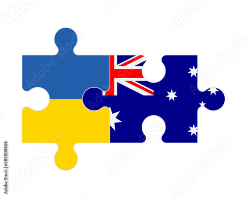 Puzzle of flags of Ukraine and Australia, vector