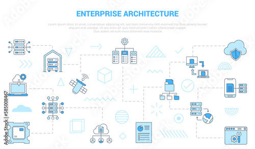 enterprise architecture concept with icon set template banner with modern blue color style photo