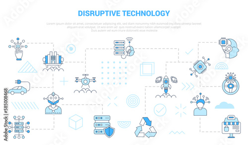 disruptive technology concept with icon set template banner with modern blue color style