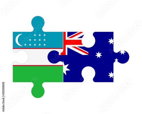 Puzzle of flags of Uzbekistan and Australia, vector