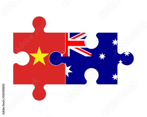 Puzzle of flags of Vietnam and Australia, vector