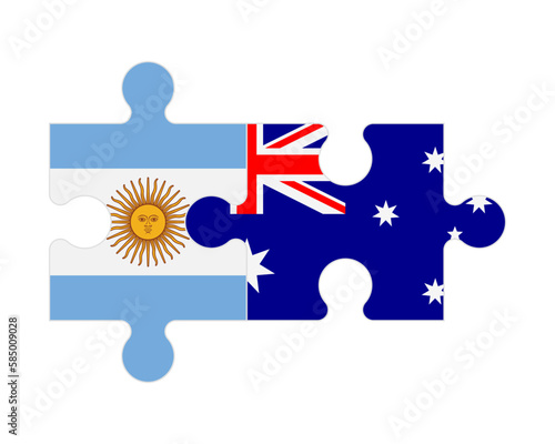 Puzzle of flags of Argentina and Australia, vector