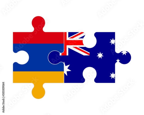 Puzzle of flags of Armenia and Australia, vector