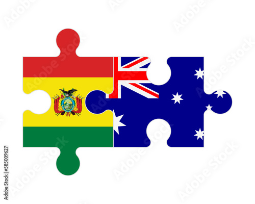 Puzzle of flags of Bolivia and Australia, vector