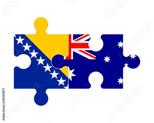 Puzzle of flags of Bosnia and Herzegovina and Australia, vector