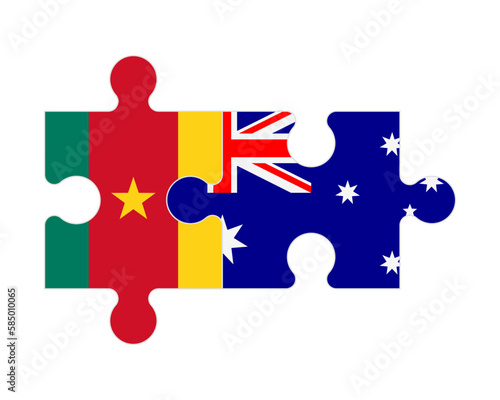 Puzzle of flags of Cameroon and Australia, vector