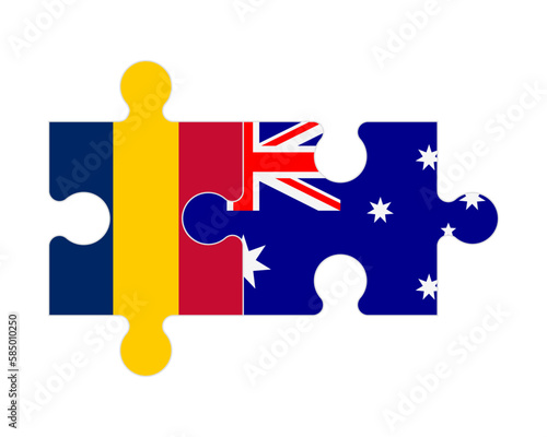 Puzzle of flags of Chad and Australia, vector