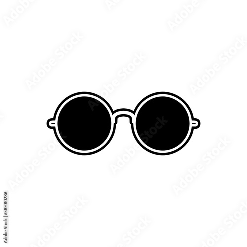 Circle Glasses black icon. Circle or round frame glasses. Flat round line glasses. Vector isolated on white. vector illustration in trendy style. Editable graphic resources for many purposes.