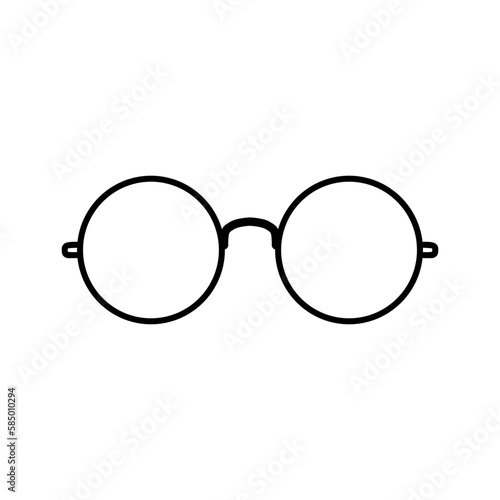 Circle Glasses outline icon. Circle or round frame glasses. Flat round line glasses. Vector isolated on white. vector illustration in trendy style. Editable graphic resources for many purposes.