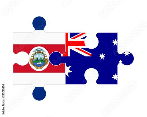 Puzzle of flags of Costa Rica and Australia, vector