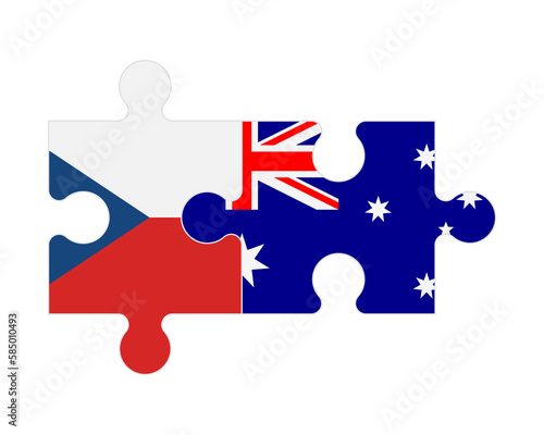 Puzzle of flags of Czech and Australia, vector