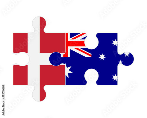 Puzzle of flags of Denmark and Australia, vector