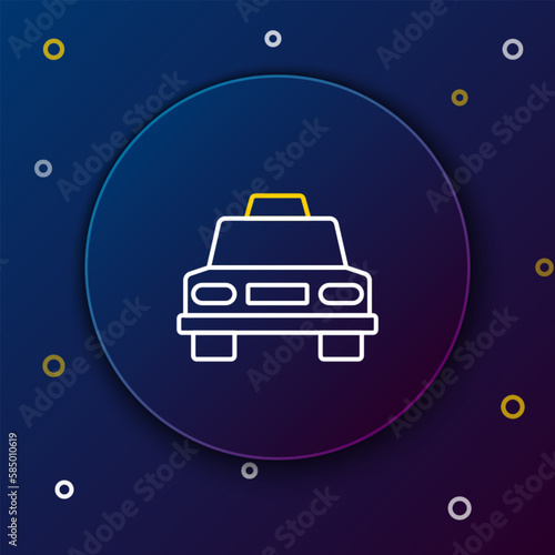 Line Taxi car icon isolated on blue background. Colorful outline concept. Vector