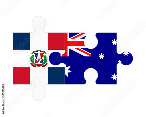 Puzzle of flags of Dominican Republic and Australia, vector