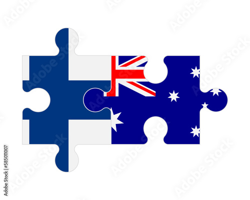 Puzzle of flags of Finland and Australia, vector