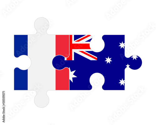 Puzzle of flags of France and Australia, vector
