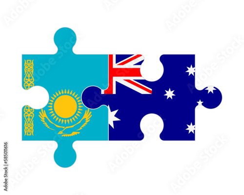 Puzzle of flags of Kazakhstan and Australia, vector