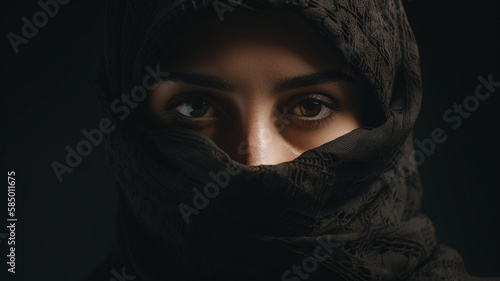 Woman in black veil created with Generative AI