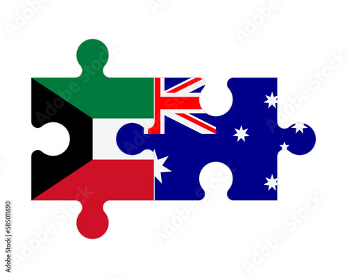 Puzzle of flags of Kuwait and Australia, vector