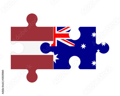 Puzzle of flags of Latvia and Australia, vector
