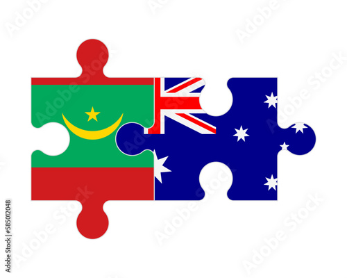 Puzzle of flags of Mauritania and Australia, vector