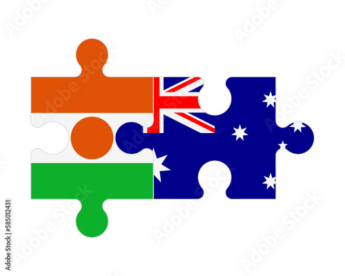 Puzzle of flags of Niger and Australia, vector