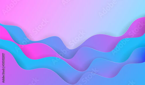 Fototapeta Naklejka Na Ścianę i Meble -  Paper cut waves blue and purple background. Modern paper water wavy layout vector design.