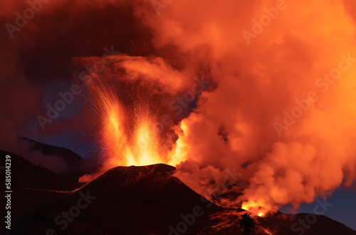 Active volcano erupted