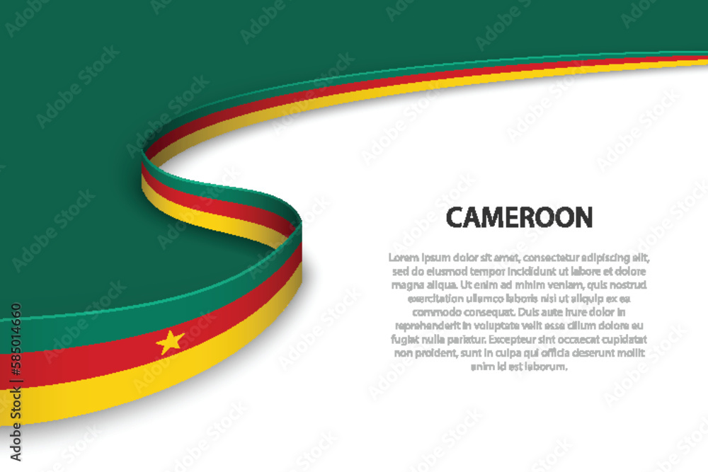 Wave flag of Cameroon with copyspace background. Wave flag of Cameroon with copyspace background.