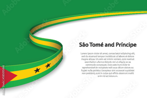Wave flag of Sao Tome and Principe with copyspace background.