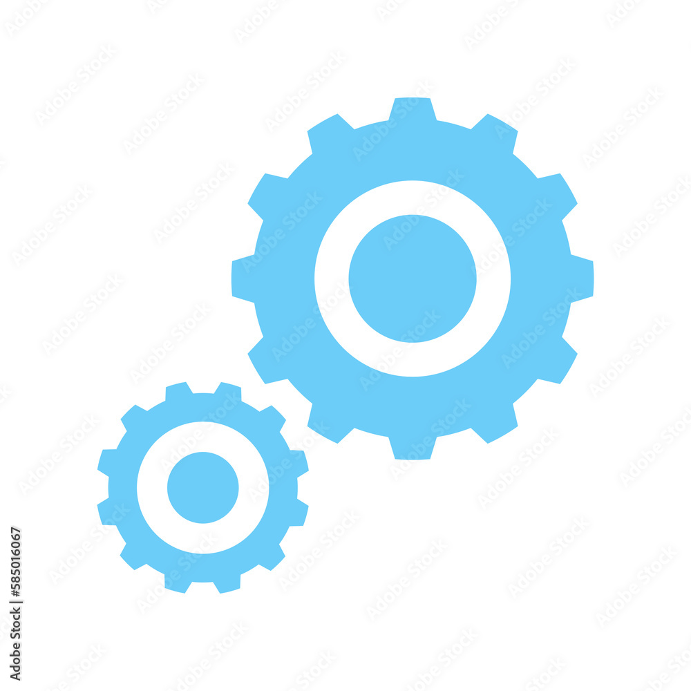 Gears and Rotating icon on transparent background.