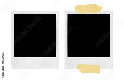 Empty Polaroid photo frames on transparent background