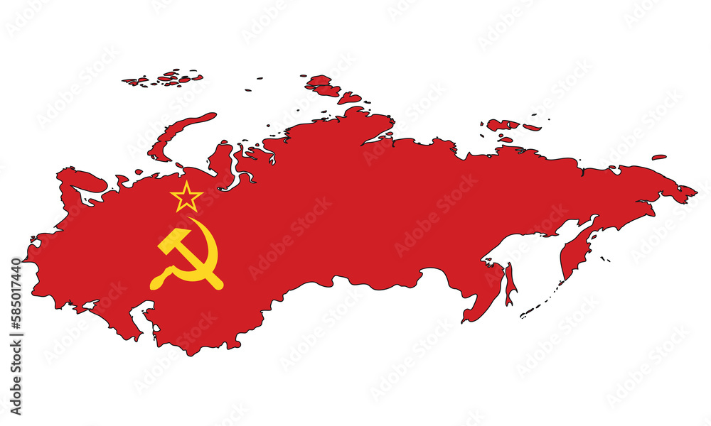 Union of Soviet Socialist Republics map with flag - outline of a state ...