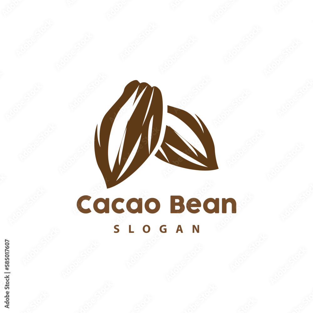 Fototapeta premium Vintage Cacao Logo, Cocoa Fruit Plant Logo, Chocolate Vector For Bakery, Abstract Line Art Chocolate Design