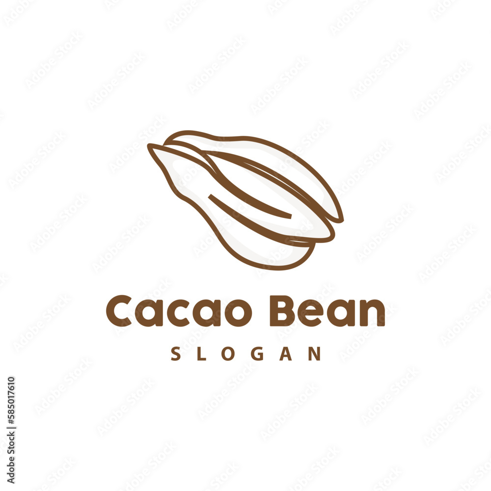 Fototapeta premium Vintage Cacao Logo, Cocoa Fruit Plant Logo, Chocolate Vector For Bakery, Abstract Line Art Chocolate Design